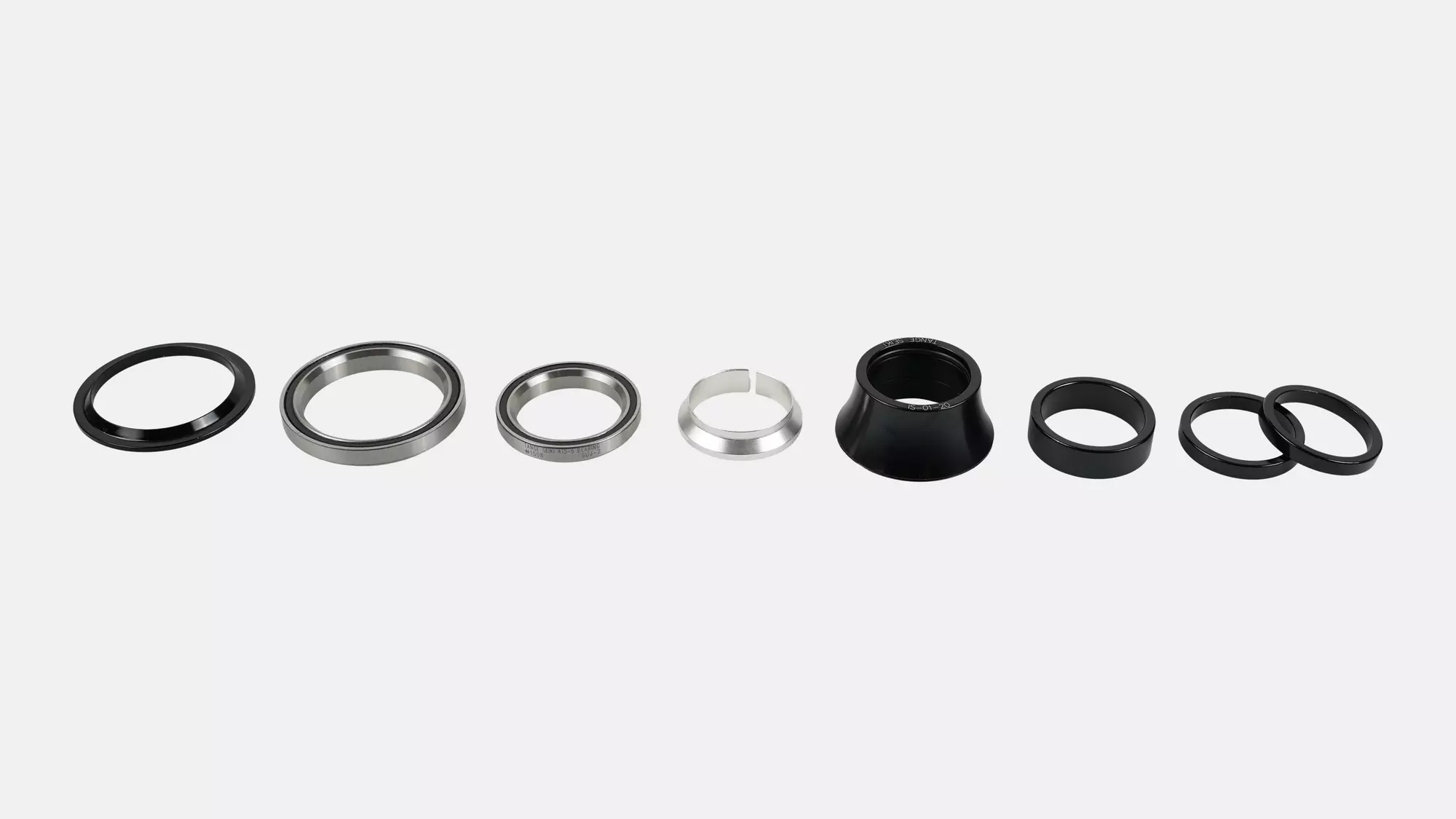 HDS COMPLETE, INTEGRATED, 1-1/8" UPPER, 1.5" LOWER, 45X45 DEG, 45MM WIDE/20MM TALL ALLOY CONE COVER, W/ CROWN RACE & ALLOY SPACERS