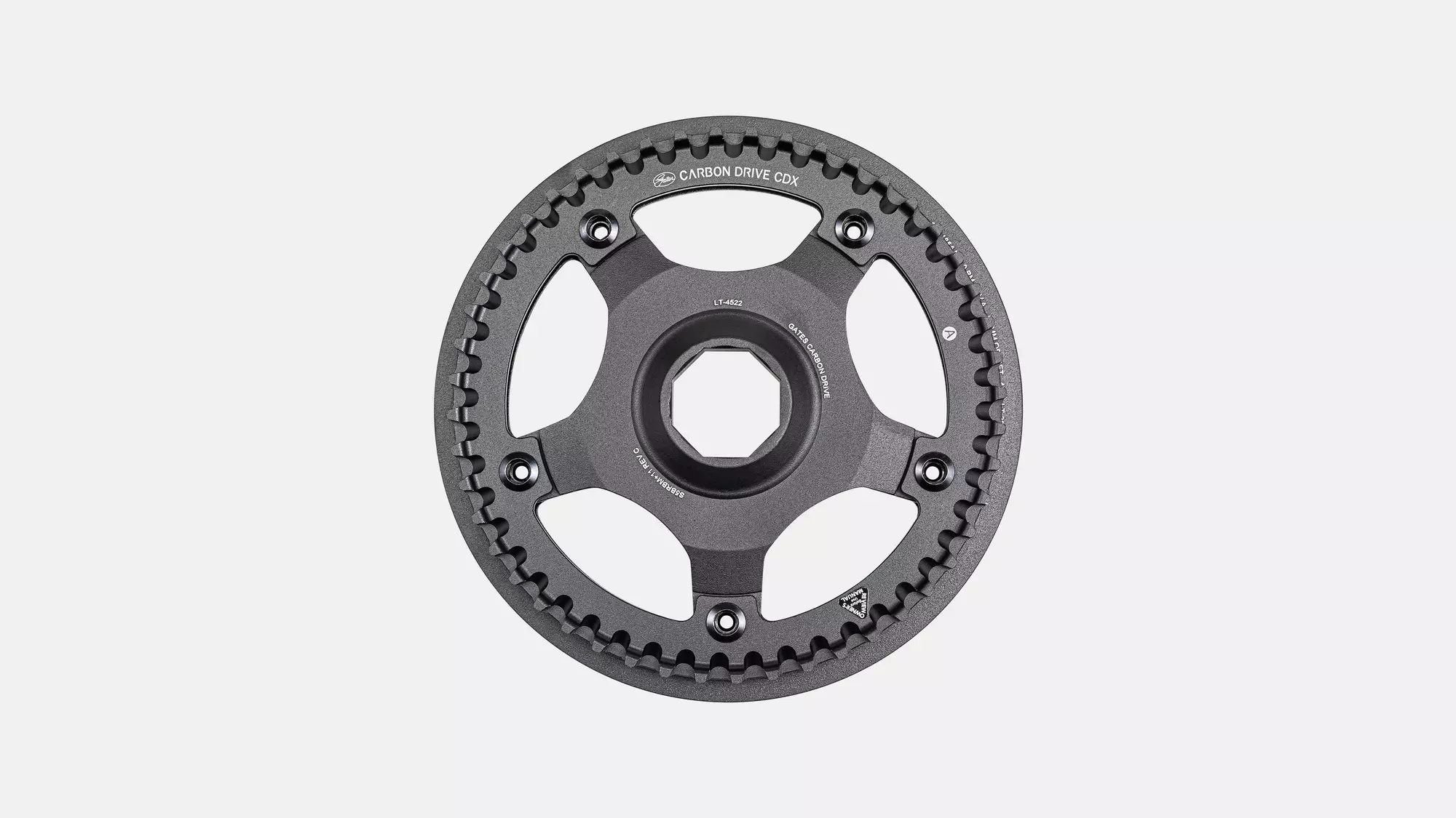 CHR GATES (CDX), 48T, CARBON BELT DRIVE, 5-BOLT, 130 BCD, 1X FOR IGH, ALLOY, W/ BOLTS