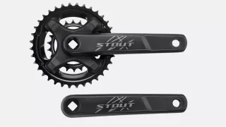 CRK STOUT, 175MM, L+R ARMS, ALLOY, SQUARE-TAPER, 36/22T RIVETED RINGS, 2X9-SPD, BLACK