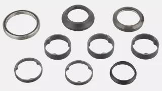 HDS COMPLETE, INTEGRATED, 1-1/8" UPPER, 49.5ODX40.5IDX6.5 LOWER, 45X45 DEG, 45MM CARBON CONE COVER, W/ CARBON SPACERS